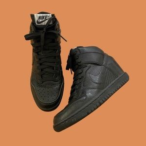 RARE NIKE DUNK SKY HIGH TRIPLE BLACK LEATHER SNAKE WEDGE